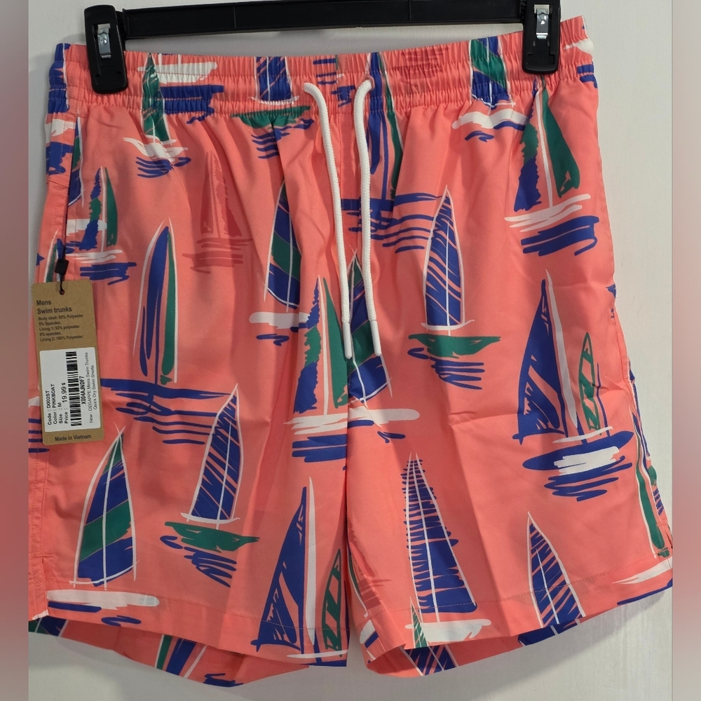 Degappe Mens Swim Trunks, Pink, Size M